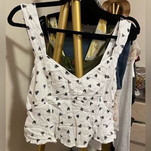 American Eagle Outfitters White Heart Crop Top